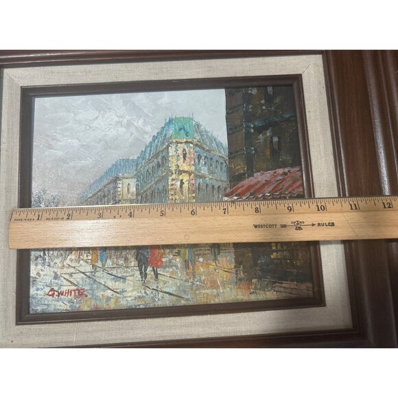 Oil Painting Paris Street Scene G. White Signed Original 18 X 16 Frame On Board - Picture 6 of 12